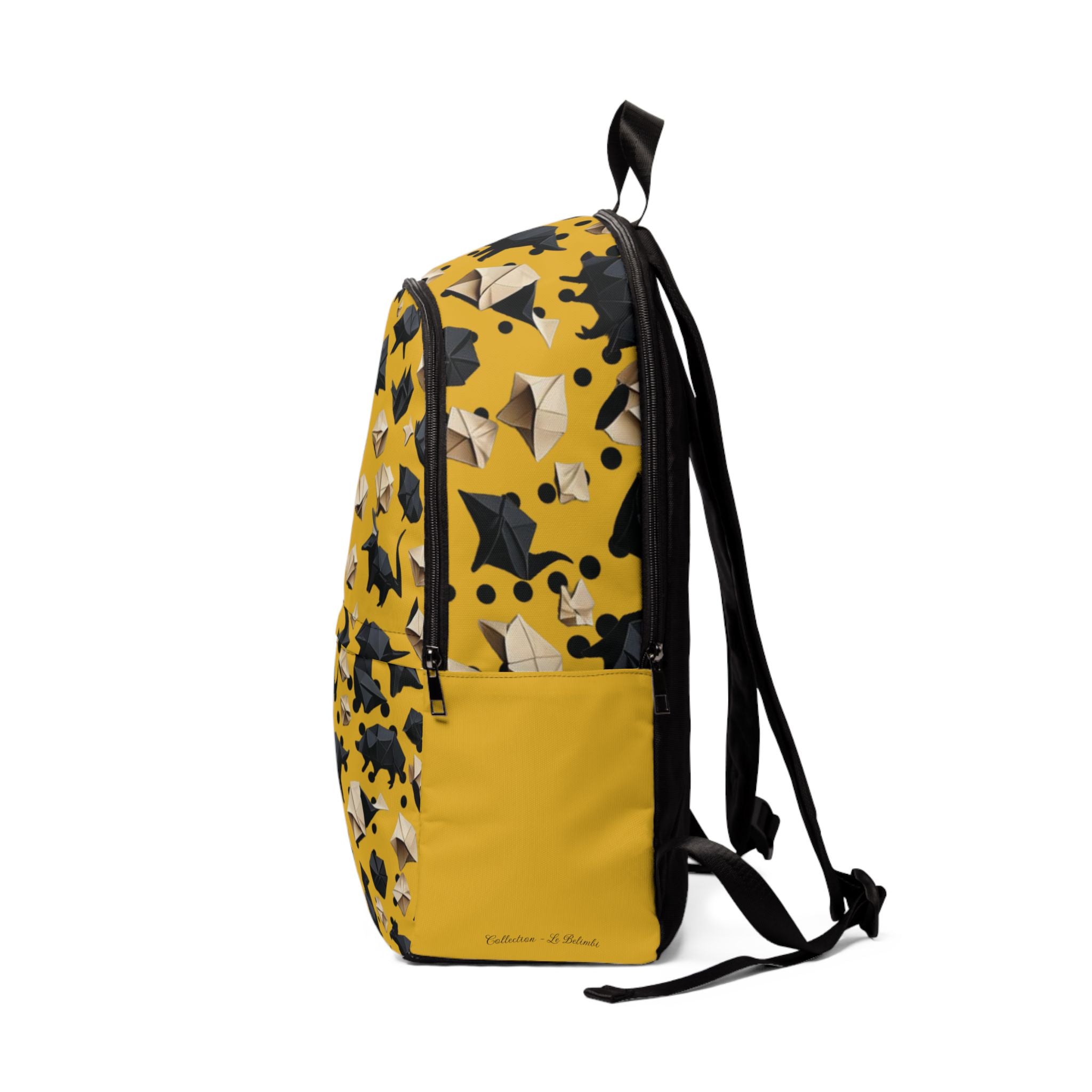 Origami Animals Pattern Backpack | Yellow Canvas Animal Print