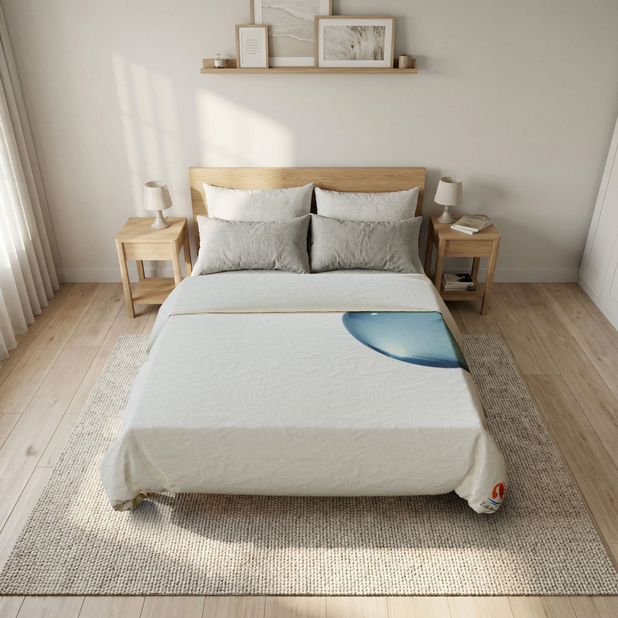 Duvet Cover — Minimal Blue Water Droplet Cotton Duvet Cover