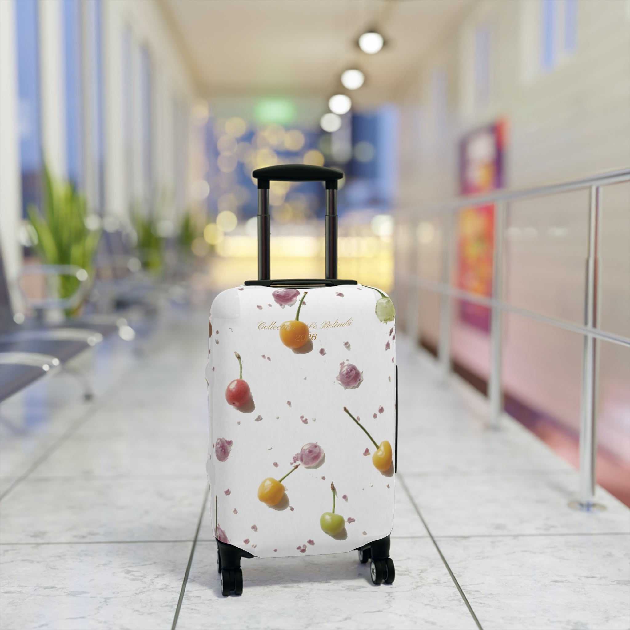 Cherry Splash Luggage Cover — Floral Fruit Travel Protector