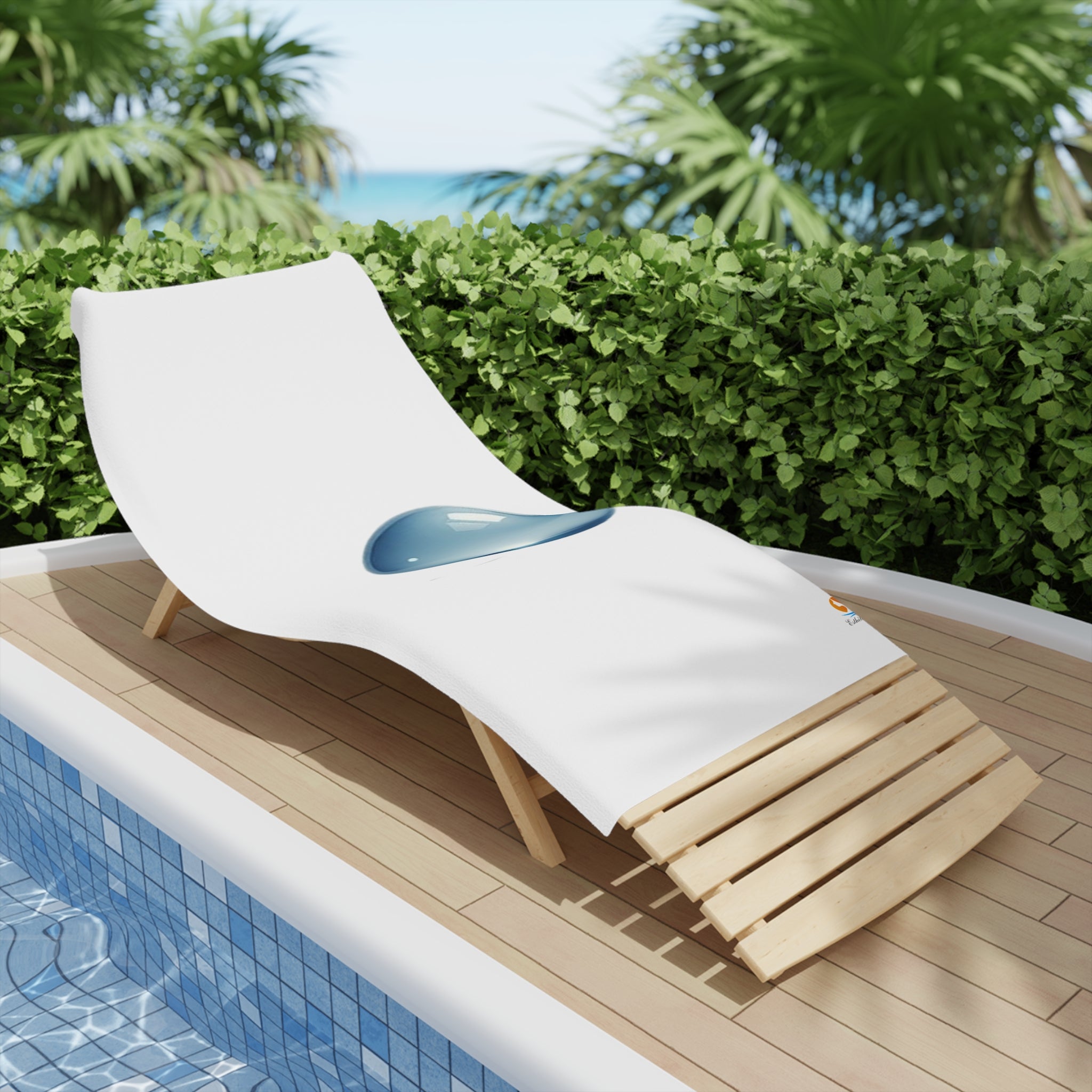 Blue Water Droplet Beach Towel — Minimal Ocean Bubble Design