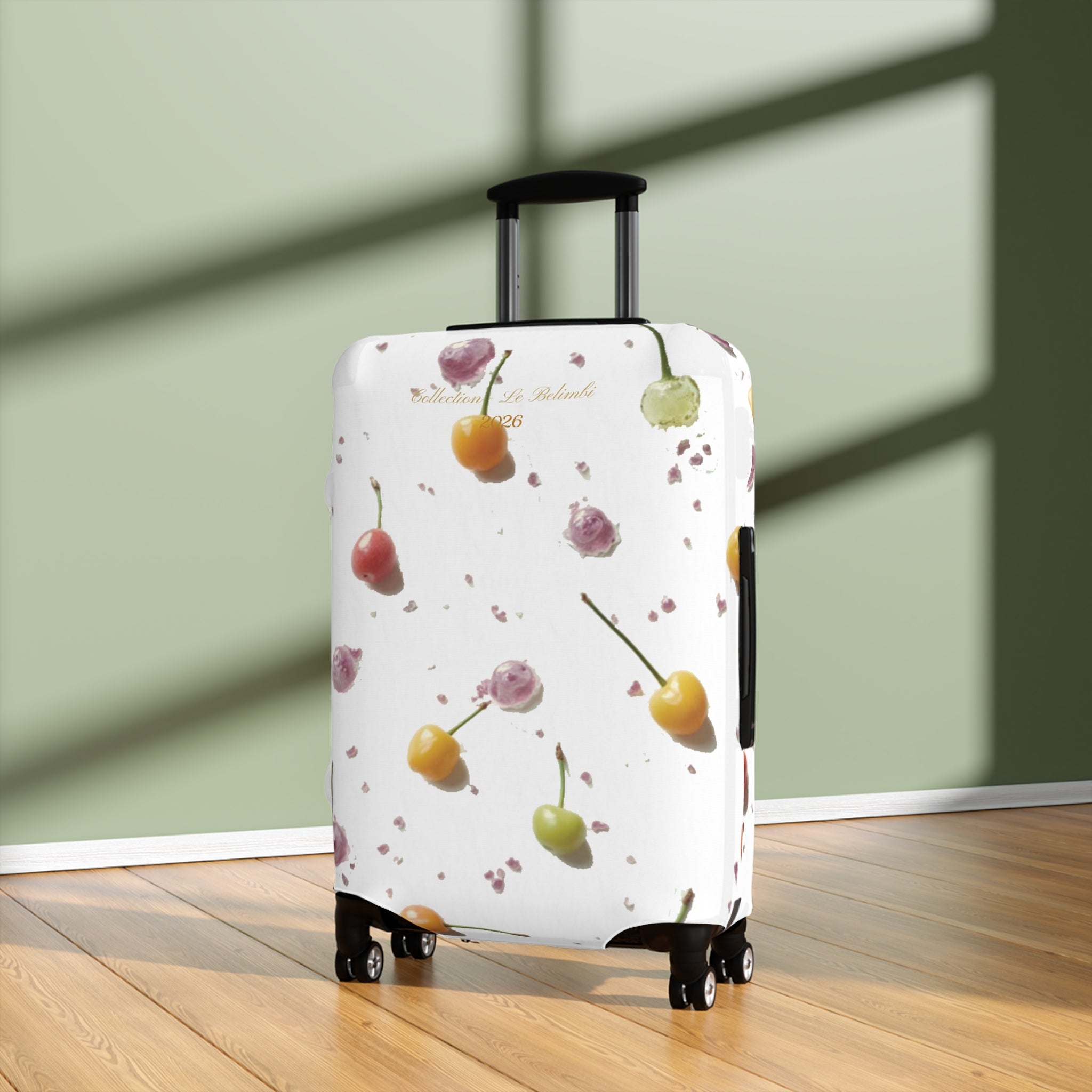 Cherry Splash Luggage Cover — Floral Fruit Travel Protector