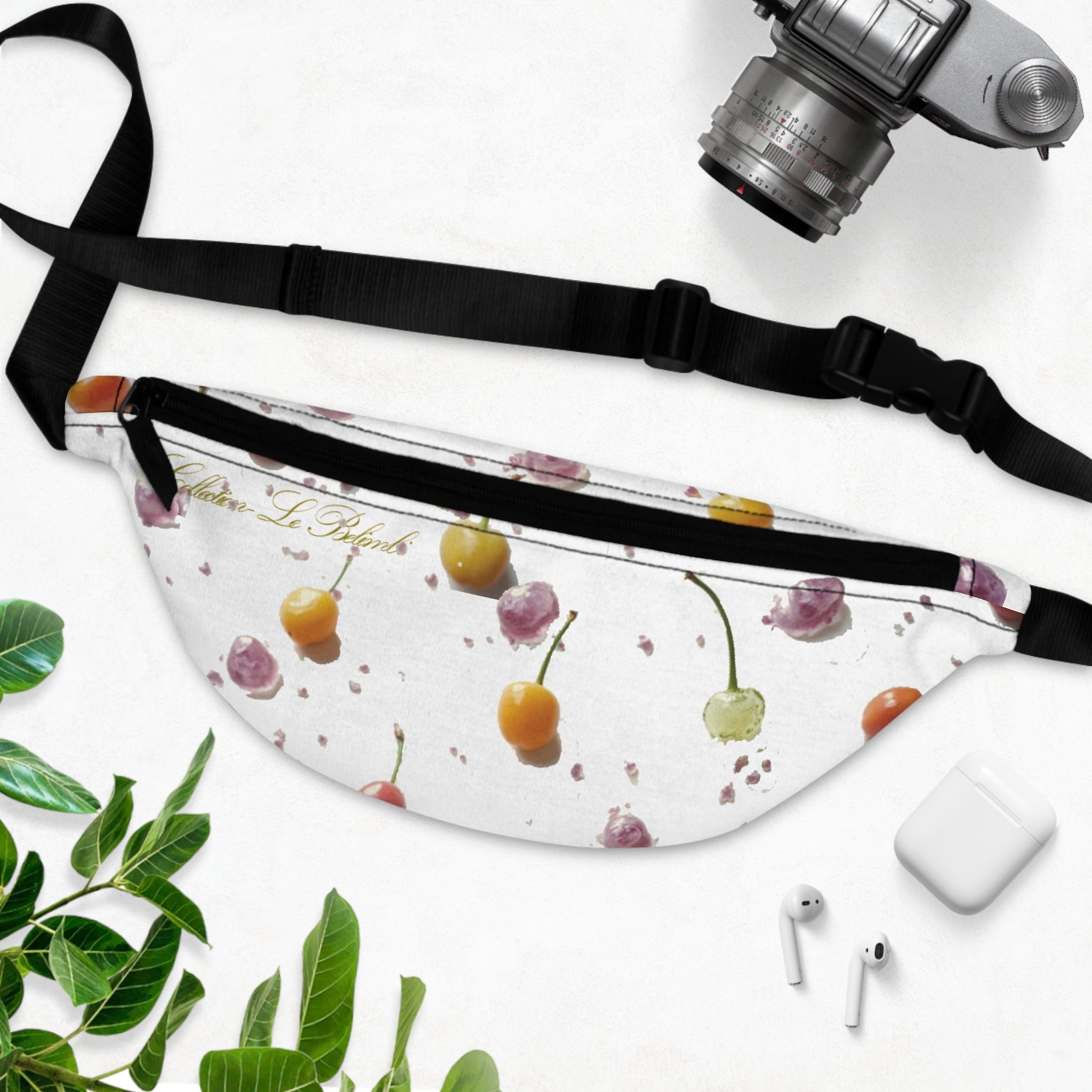 Cherry Blossom Fanny Pack — Floral Fruit Print Waist Bag