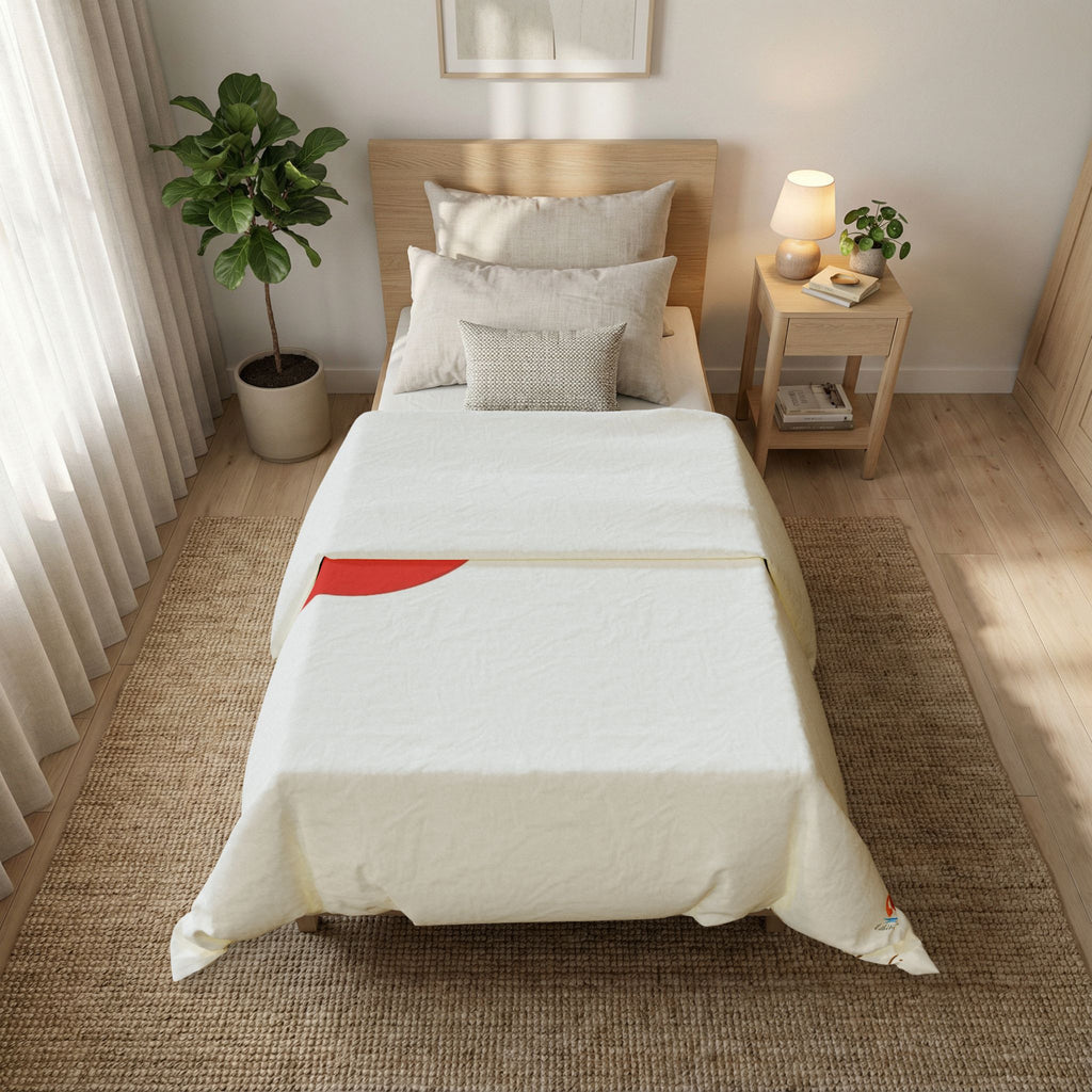 Minimal Red Sun Cotton Duvet Cover — Modern Japanese-Inspired Bedding