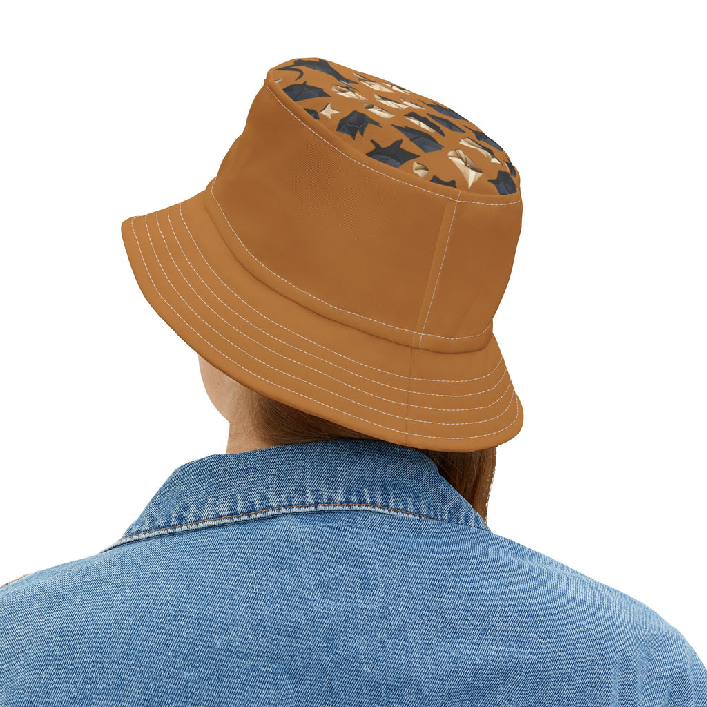 Bucket Hat — Brown Safari Print Casual Sun Hat