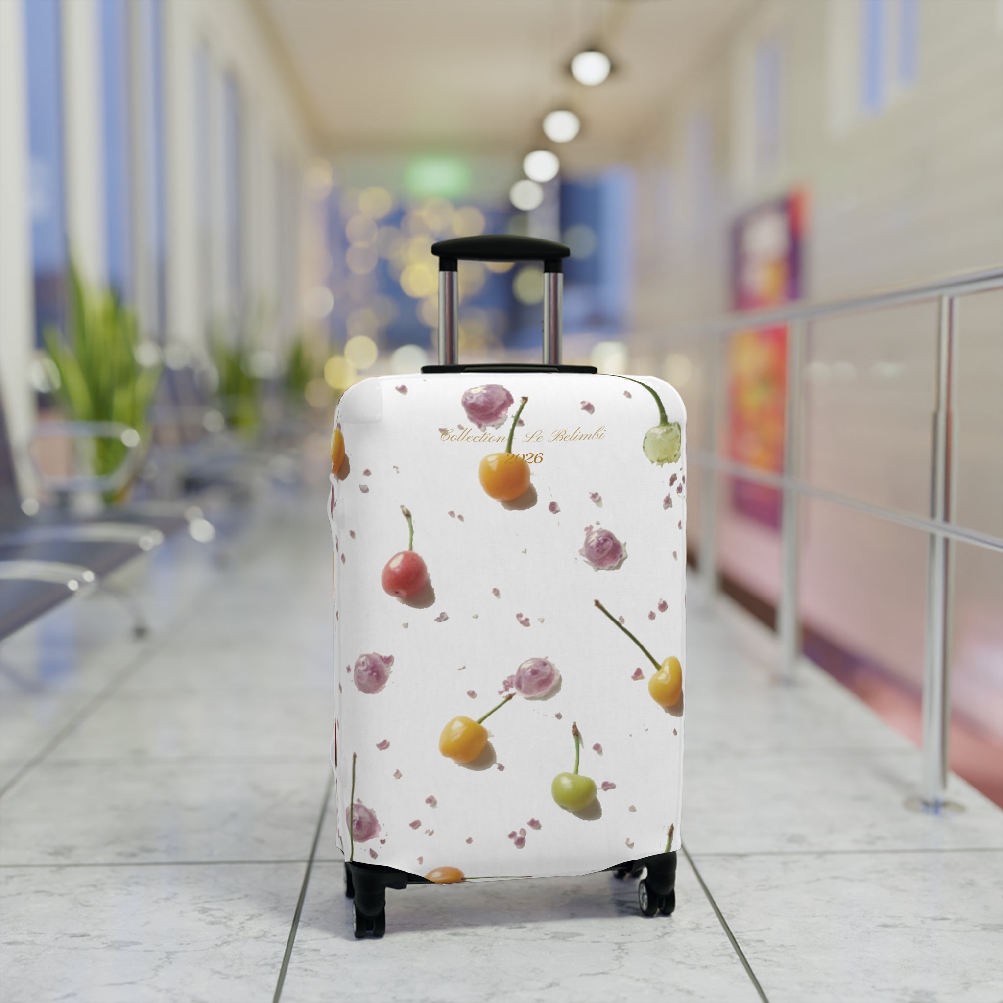 Cherry Splash Luggage Cover — Floral Fruit Travel Protector