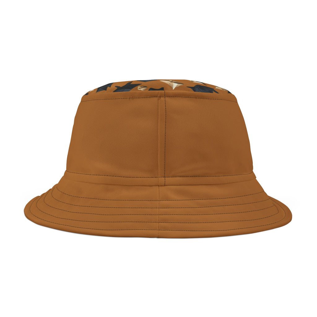 Bucket Hat — Brown Safari Print Casual Sun Hat