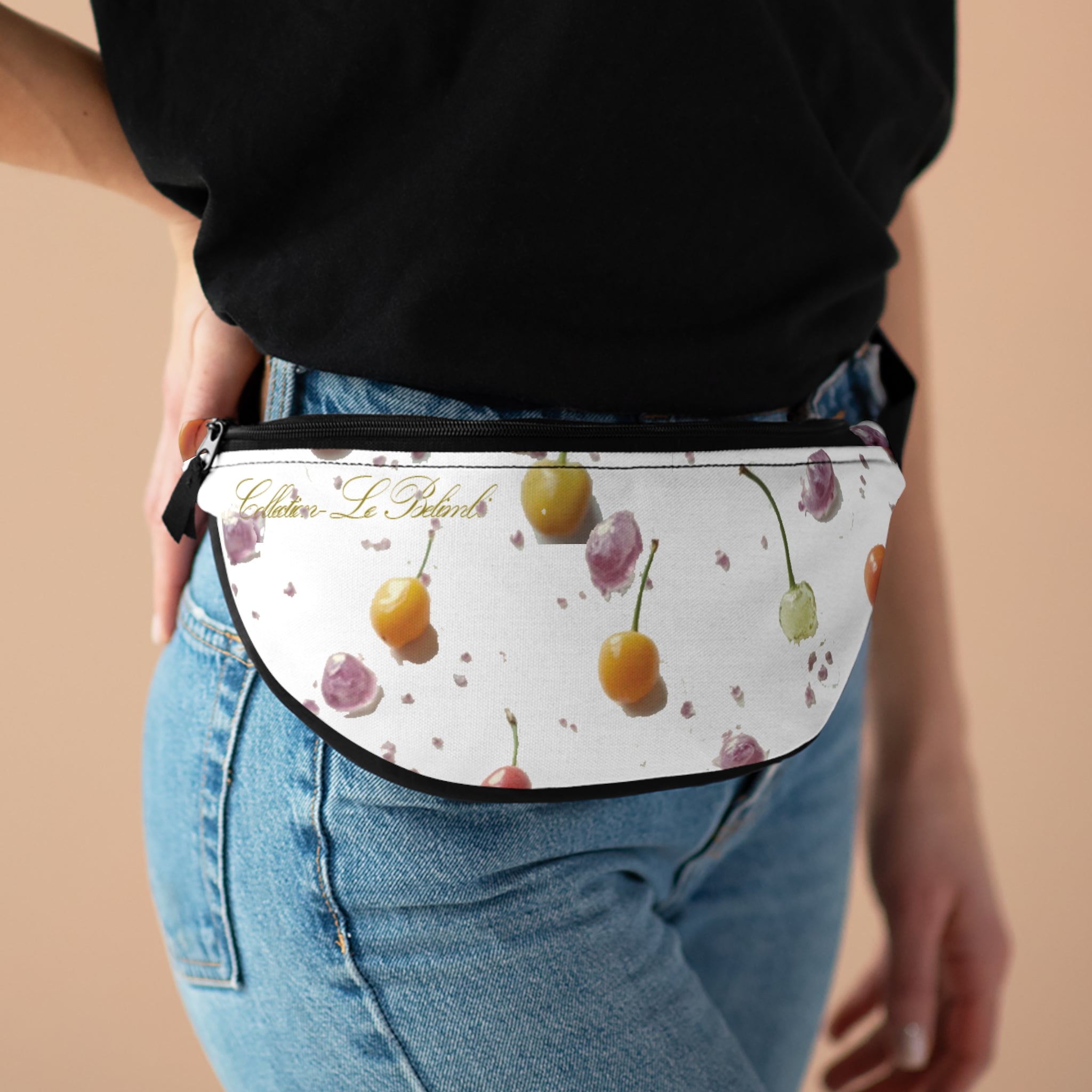 Cherry Blossom Fanny Pack — Floral Fruit Print Waist Bag