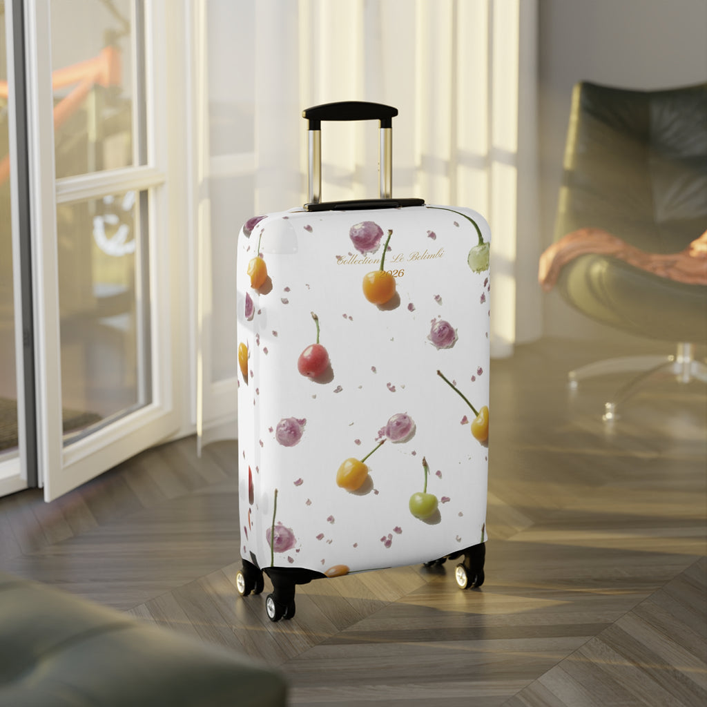 Cherry Splash Luggage Cover — Floral Fruit Travel Protector