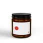 Minimalist Soy Candle (4oz & 9oz) — Amber Jar with Black Lid, Clean Red Dot Design, Scented Home & Gift