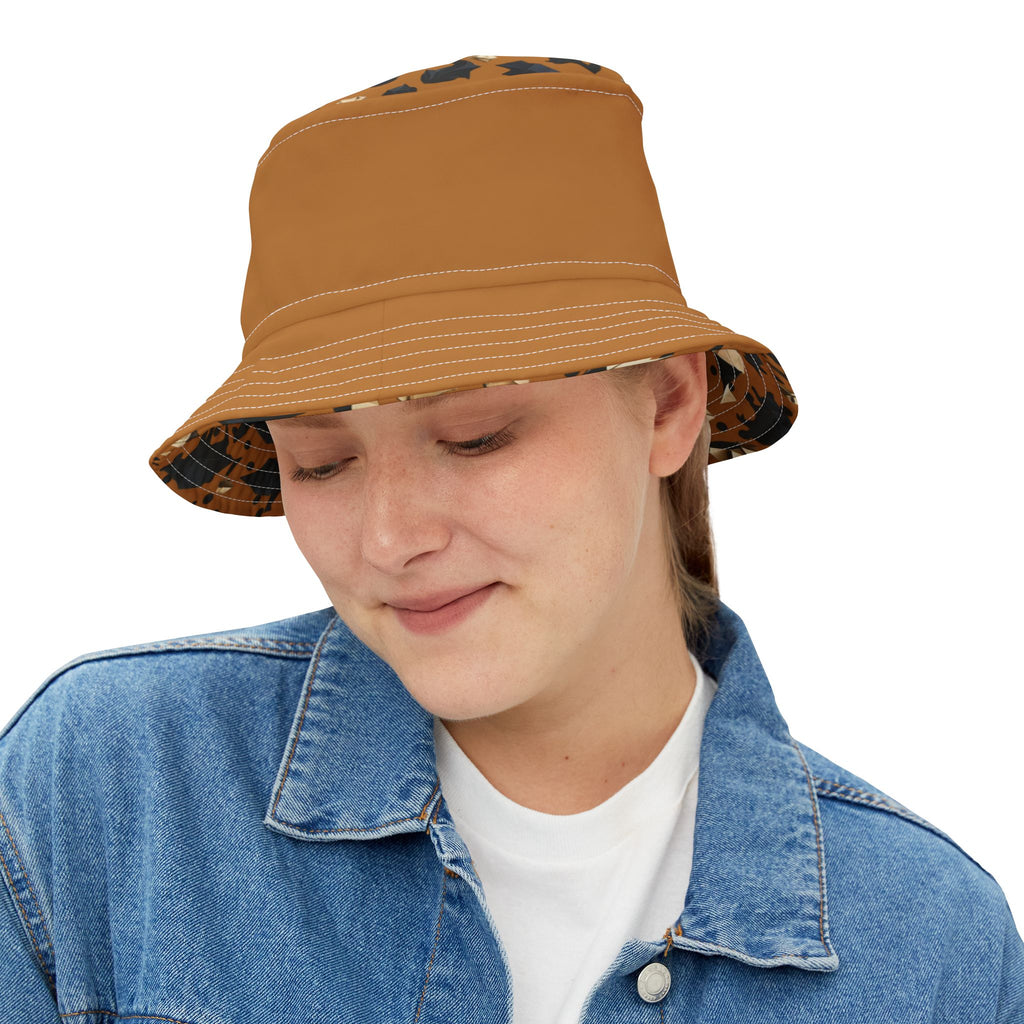 Bucket Hat — Brown Safari Print Casual Sun Hat