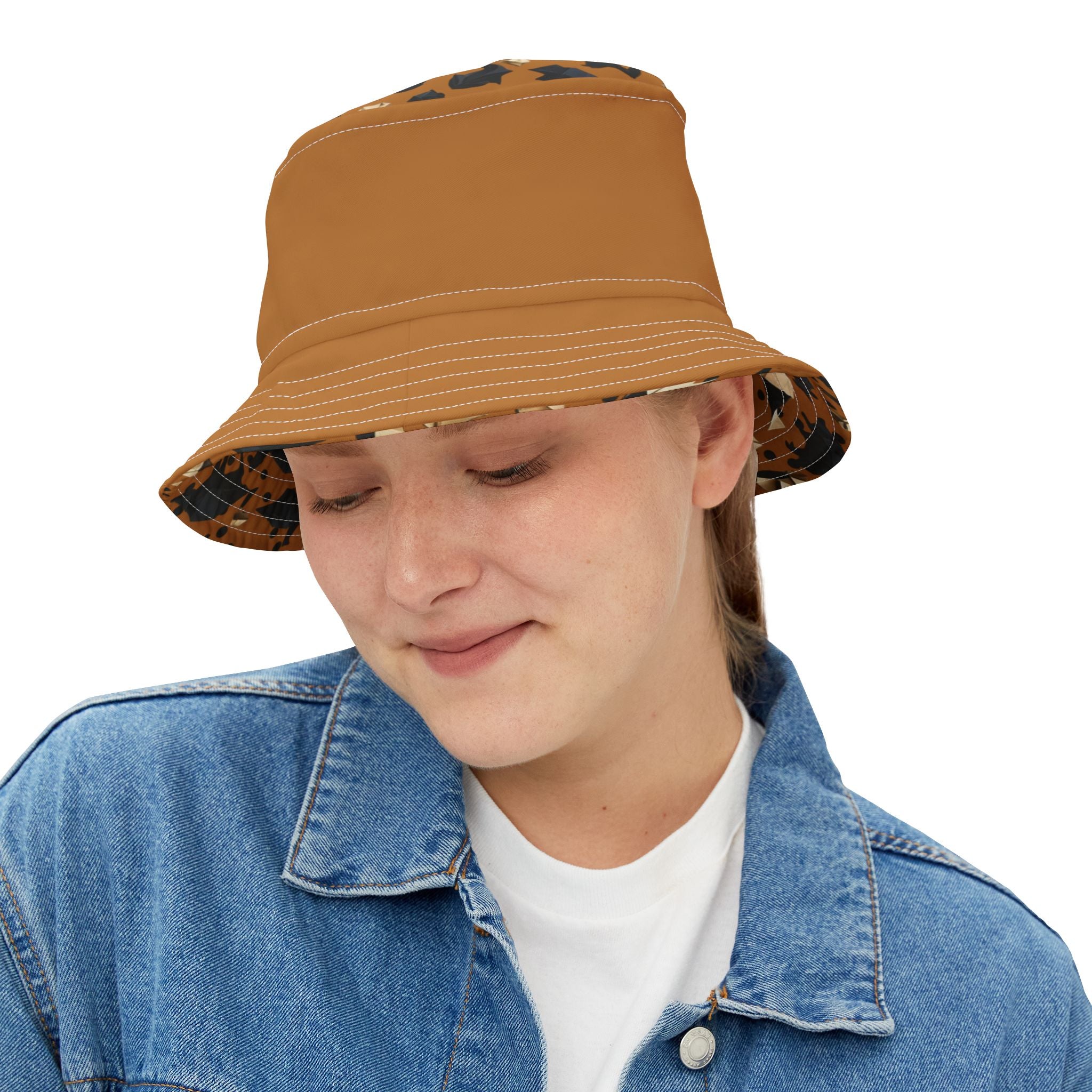 Bucket Hat — Brown Safari Print Casual Sun Hat