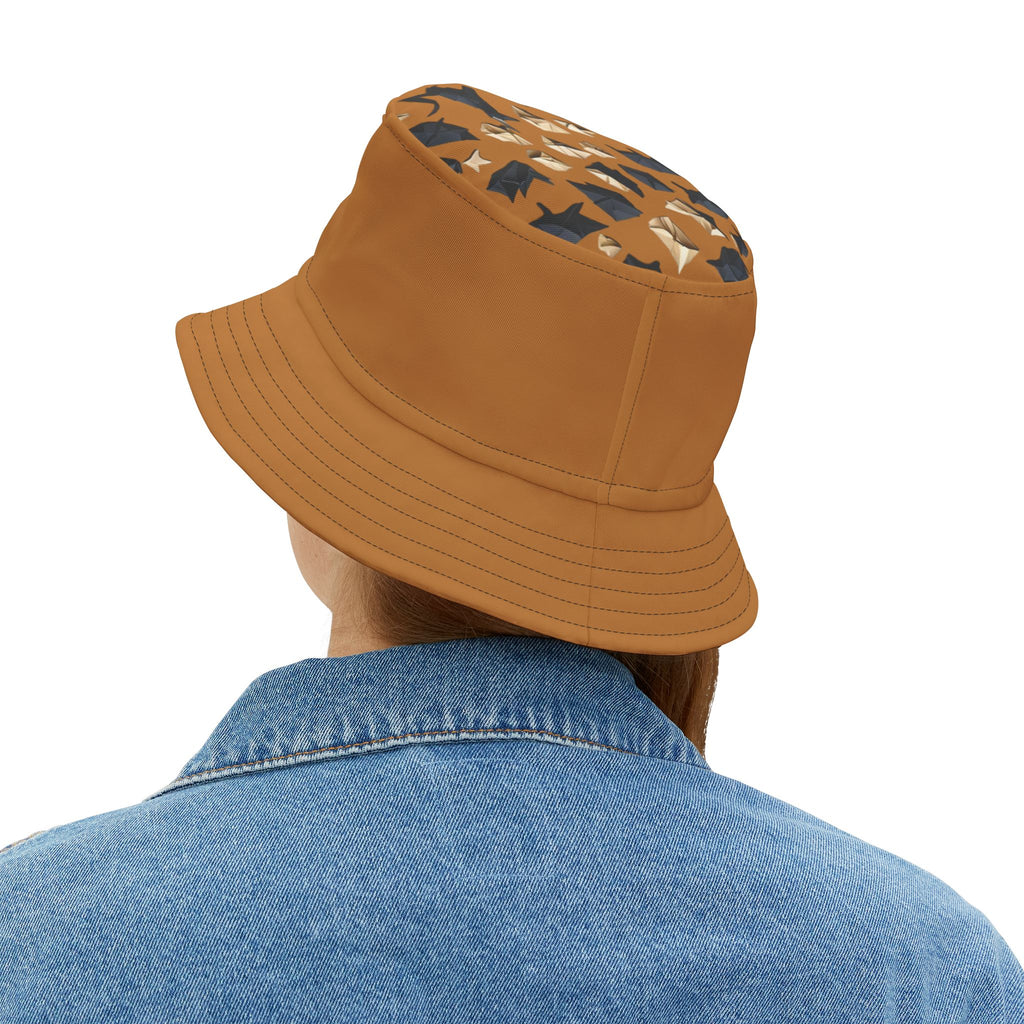 Bucket Hat — Brown Safari Print Casual Sun Hat