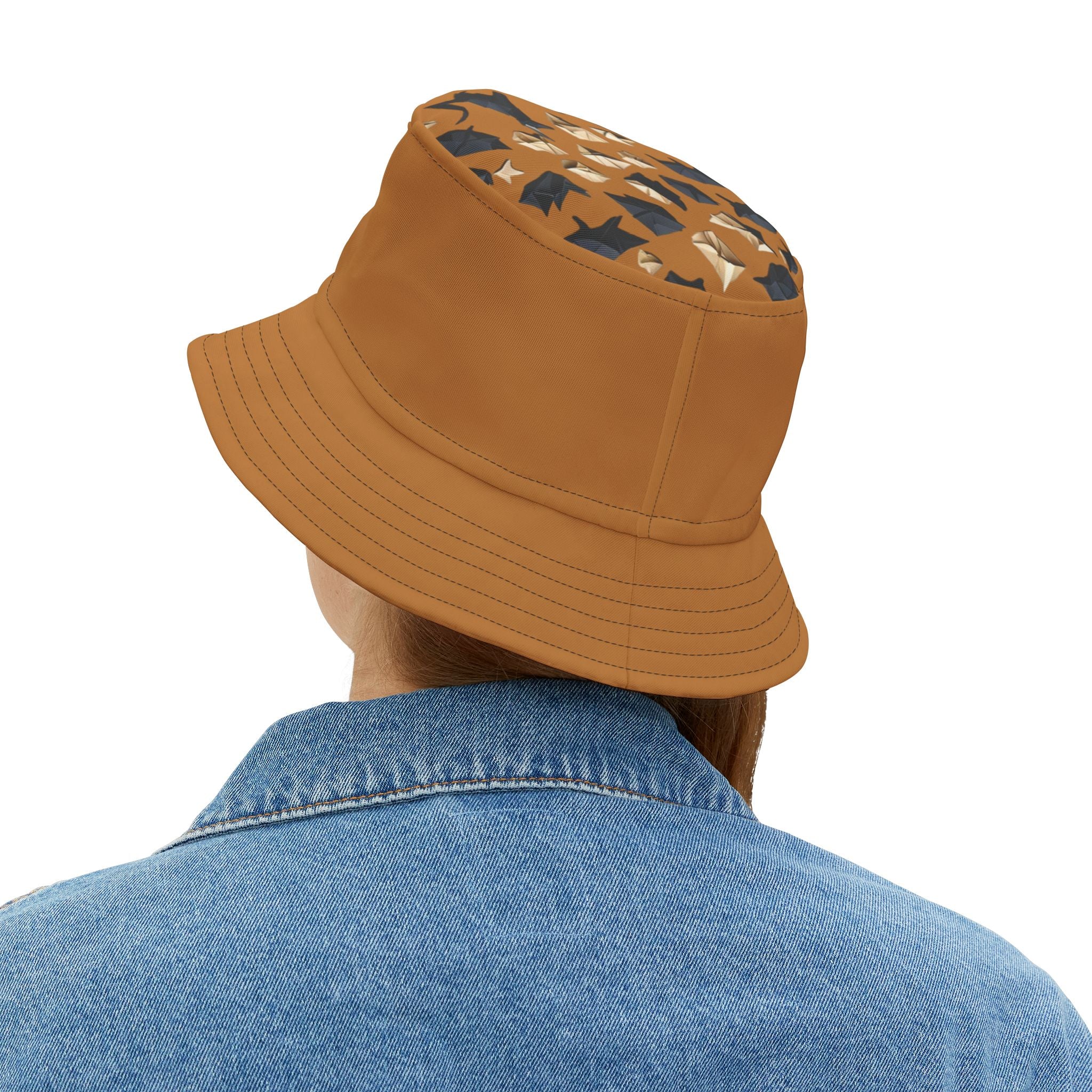 Bucket Hat — Brown Safari Print Casual Sun Hat