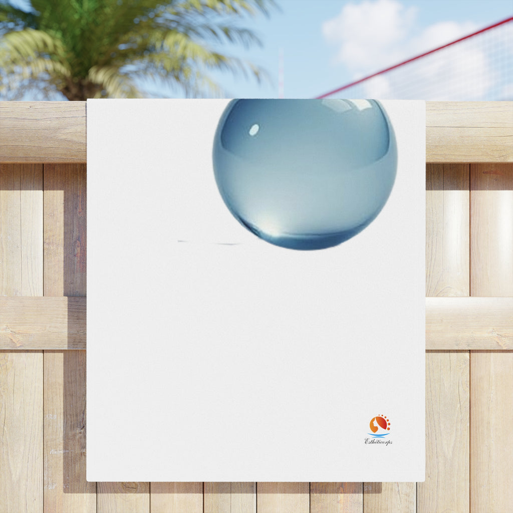 Blue Water Droplet Beach Towel — Minimal Ocean Bubble Design