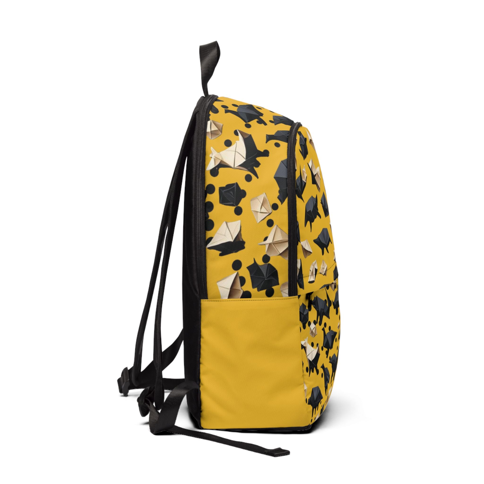 Origami Animals Pattern Backpack | Yellow Canvas Animal Print