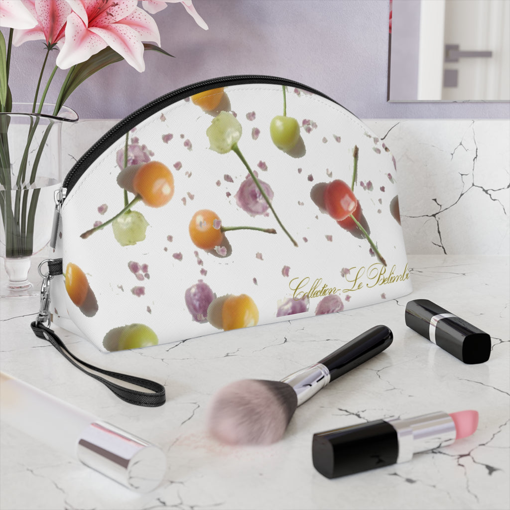 Cherry Blossom Cosmetic Bag — Cute Fruit Print Makeup Pouch