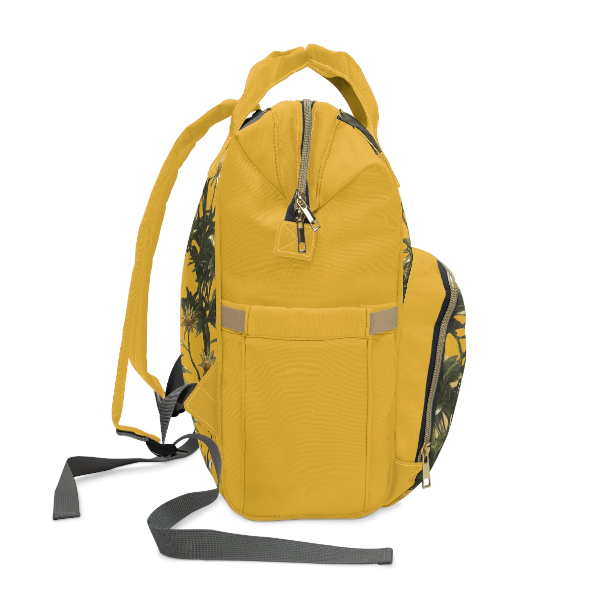 Floral Yellow Diaper Backpack — Multifunctional Baby Backpack with Daisy Print