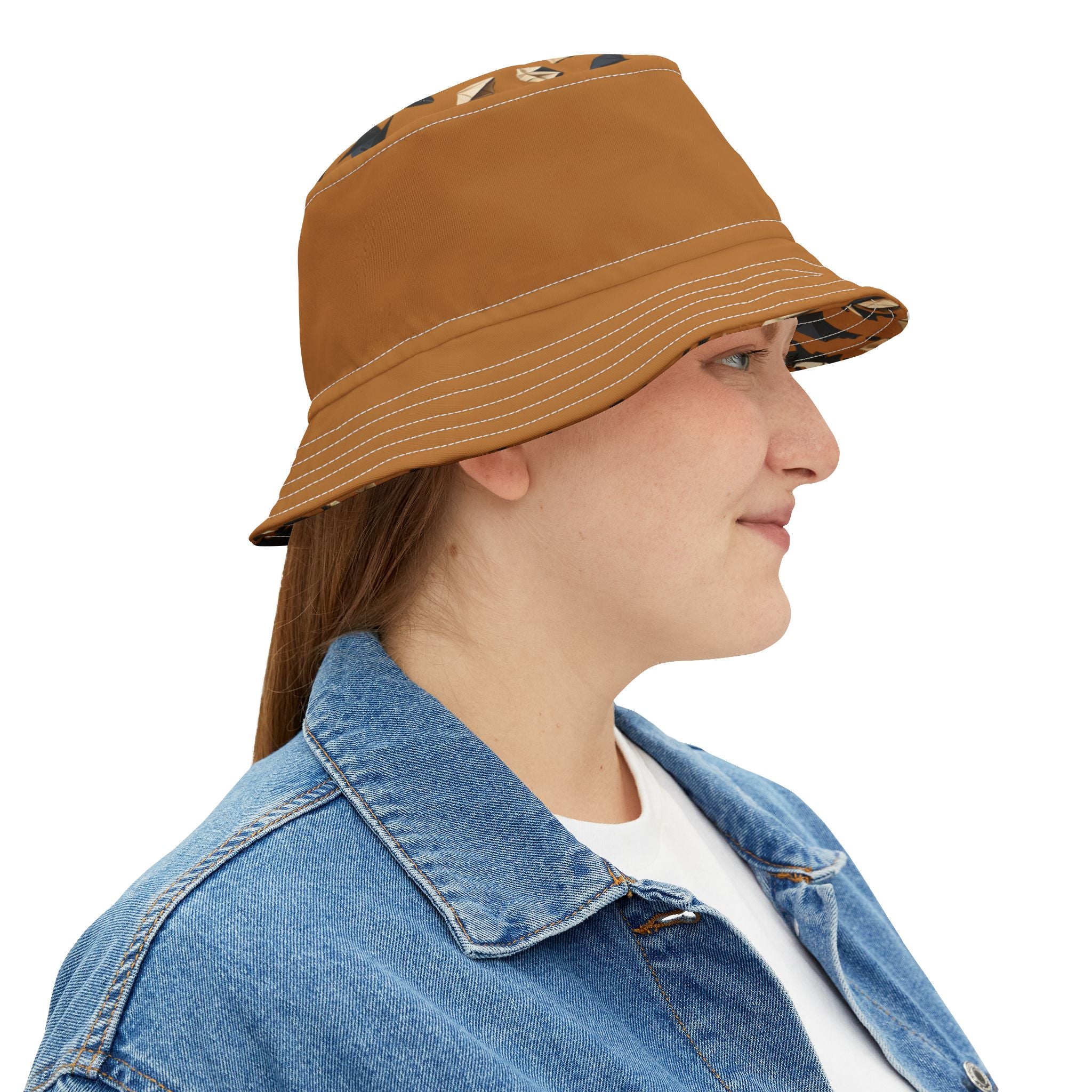 Bucket Hat — Brown Safari Print Casual Sun Hat