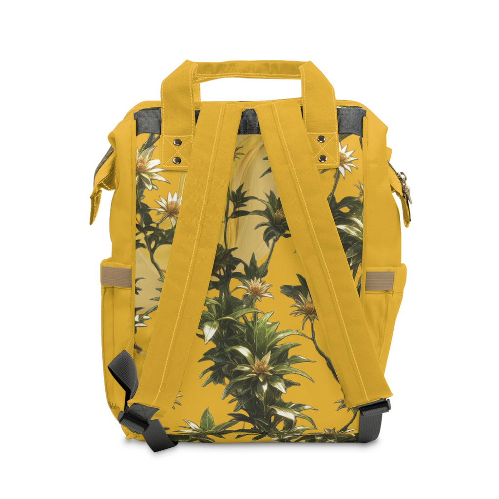 Floral Yellow Diaper Backpack — Multifunctional Baby Backpack with Daisy Print
