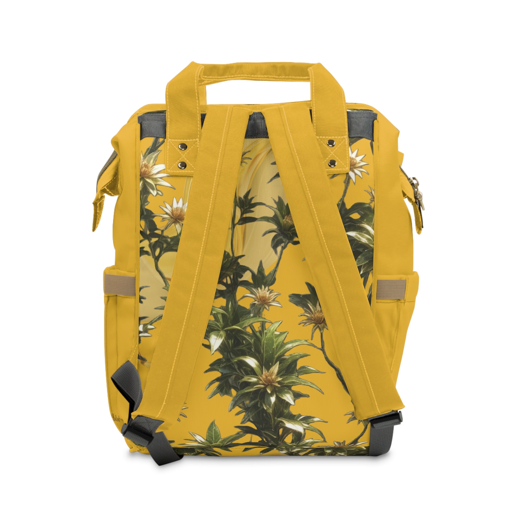 Floral Yellow Diaper Backpack — Multifunctional Baby Backpack with Daisy Print