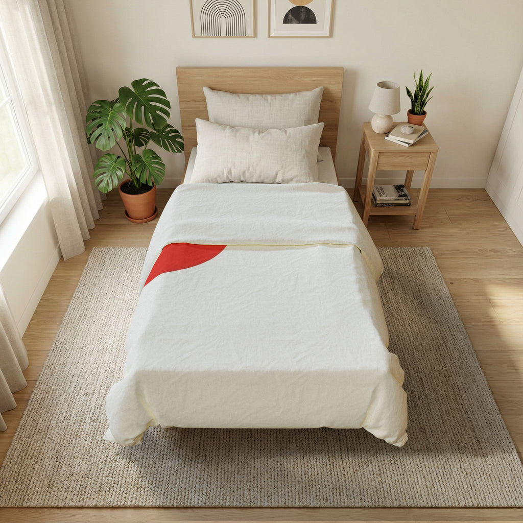 Minimal Red Sun Cotton Duvet Cover — Modern Japanese-Inspired Bedding