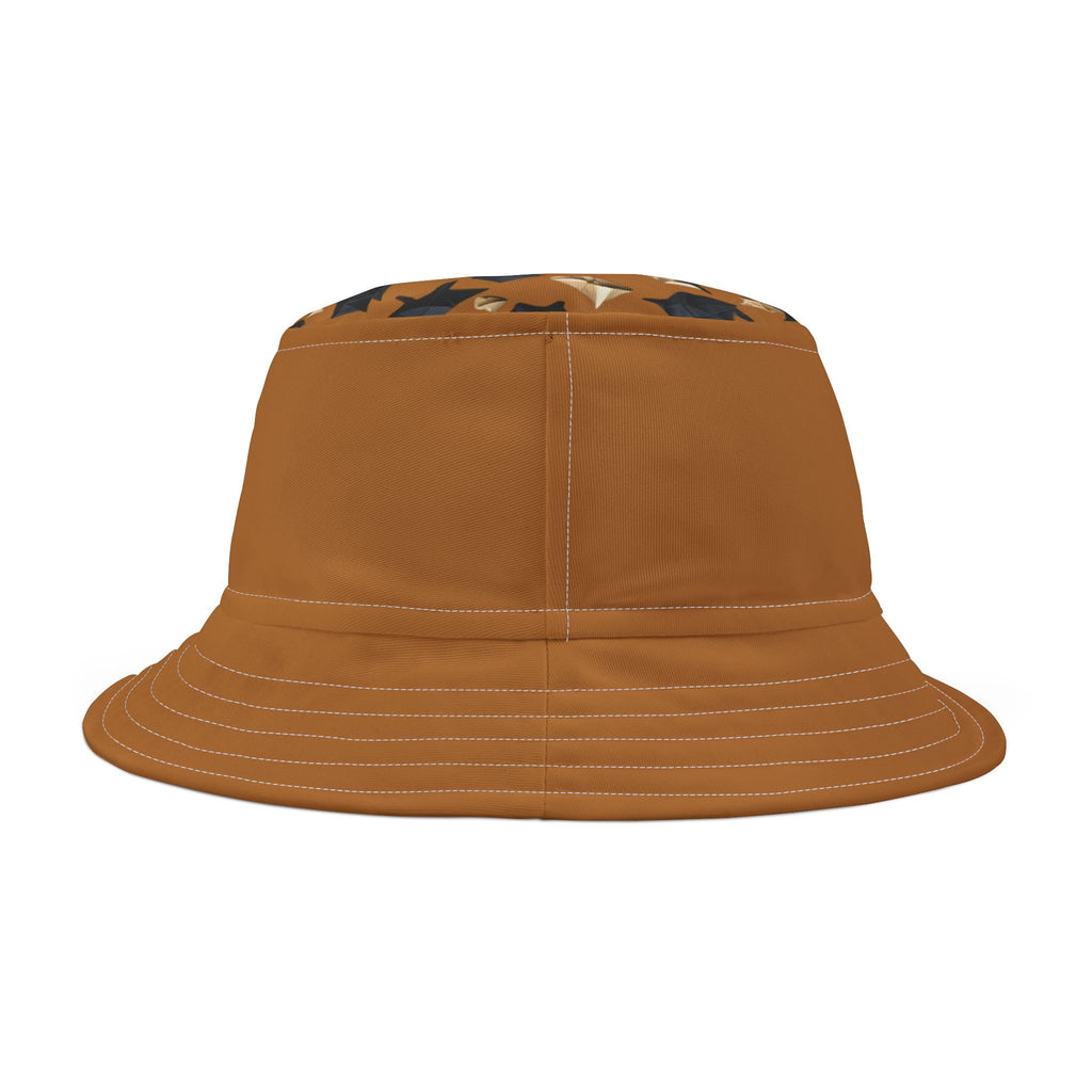 Bucket Hat — Brown Safari Print Casual Sun Hat
