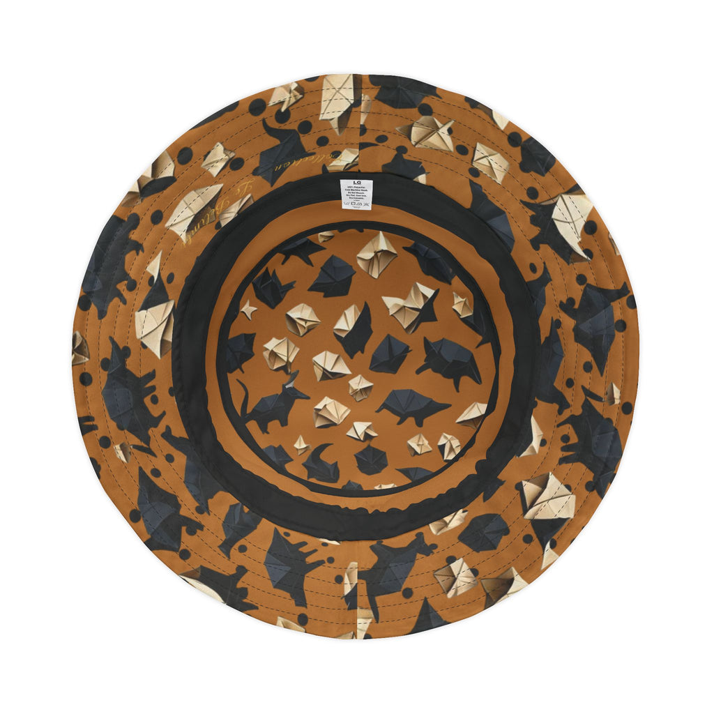 Bucket Hat — Brown Safari Print Casual Sun Hat