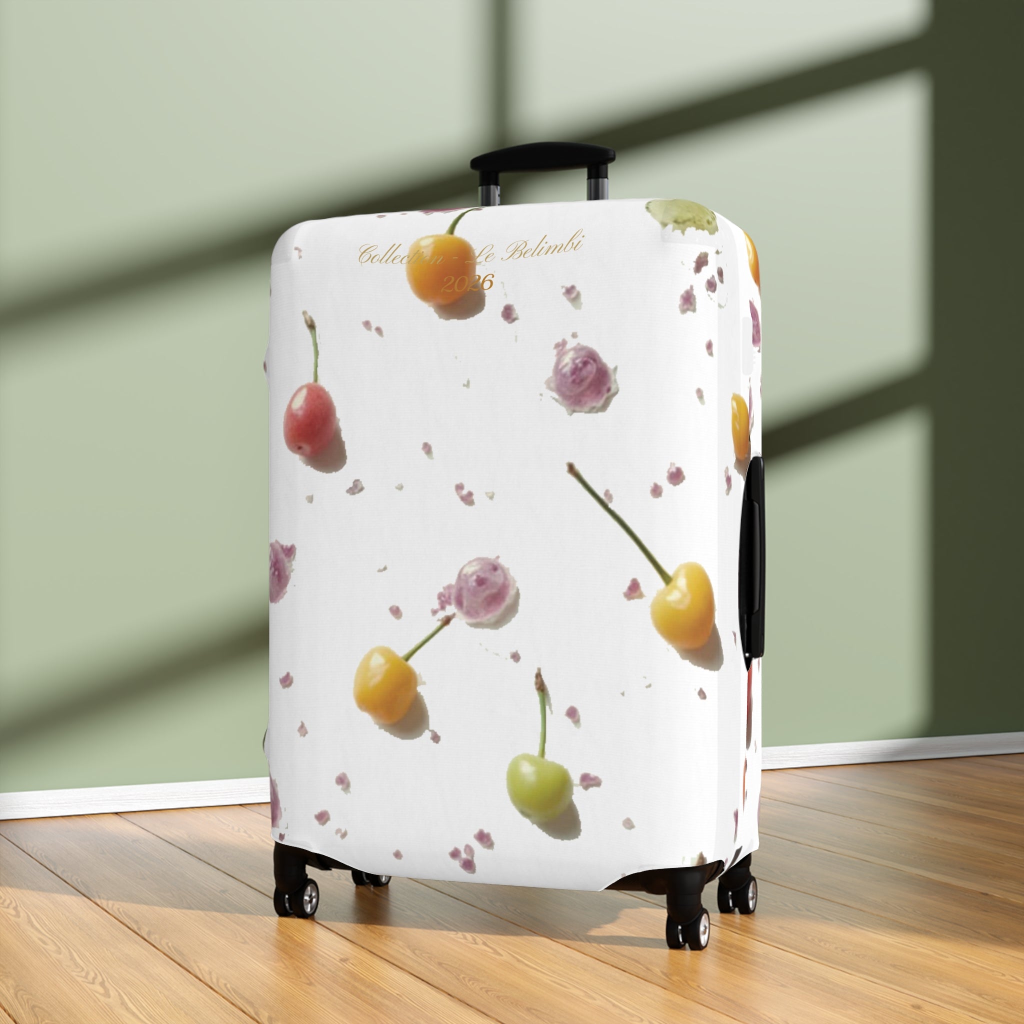 Cherry Splash Luggage Cover — Floral Fruit Travel Protector