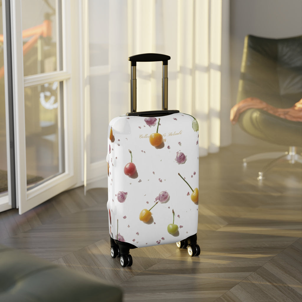 Cherry Splash Luggage Cover — Floral Fruit Travel Protector