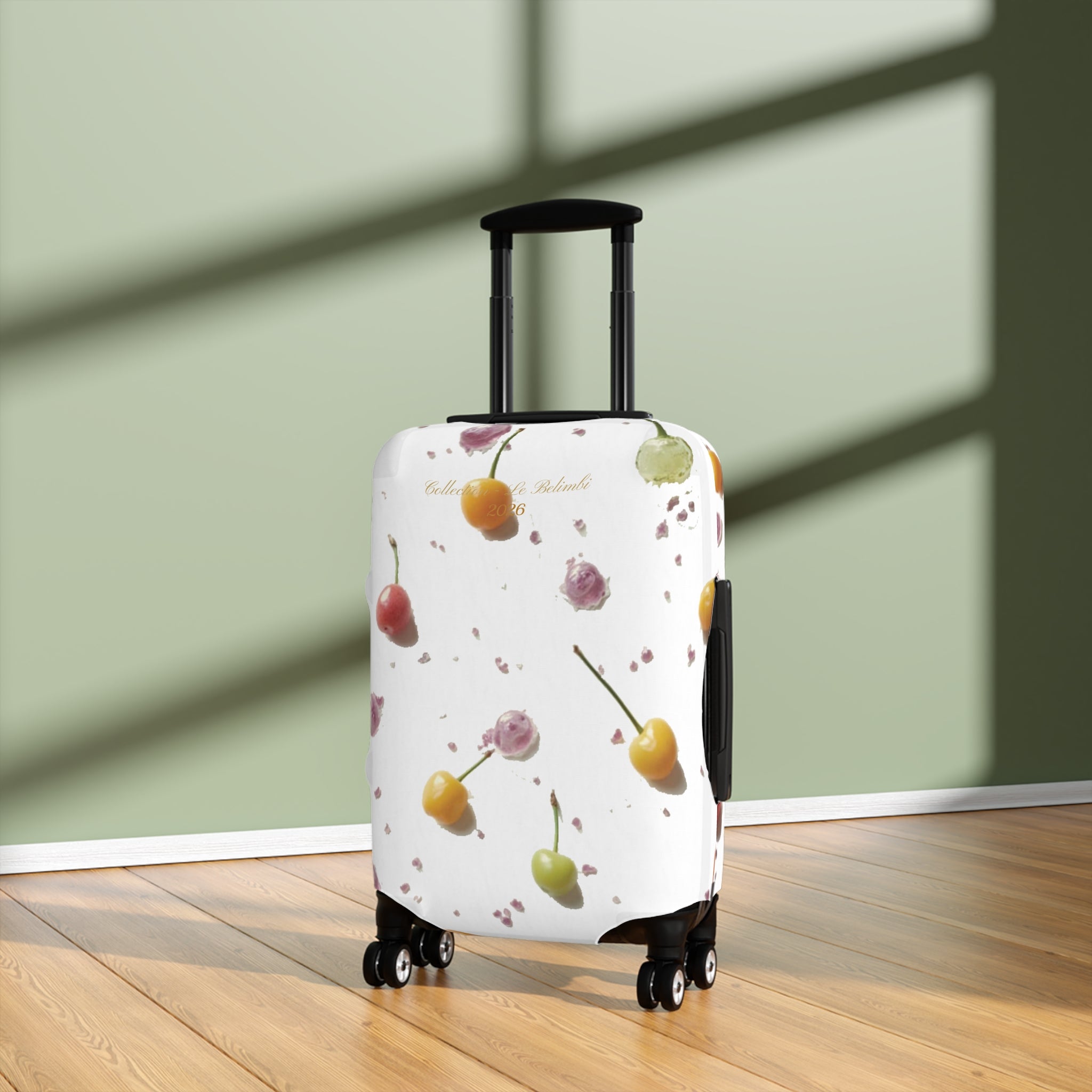 Cherry Splash Luggage Cover — Floral Fruit Travel Protector
