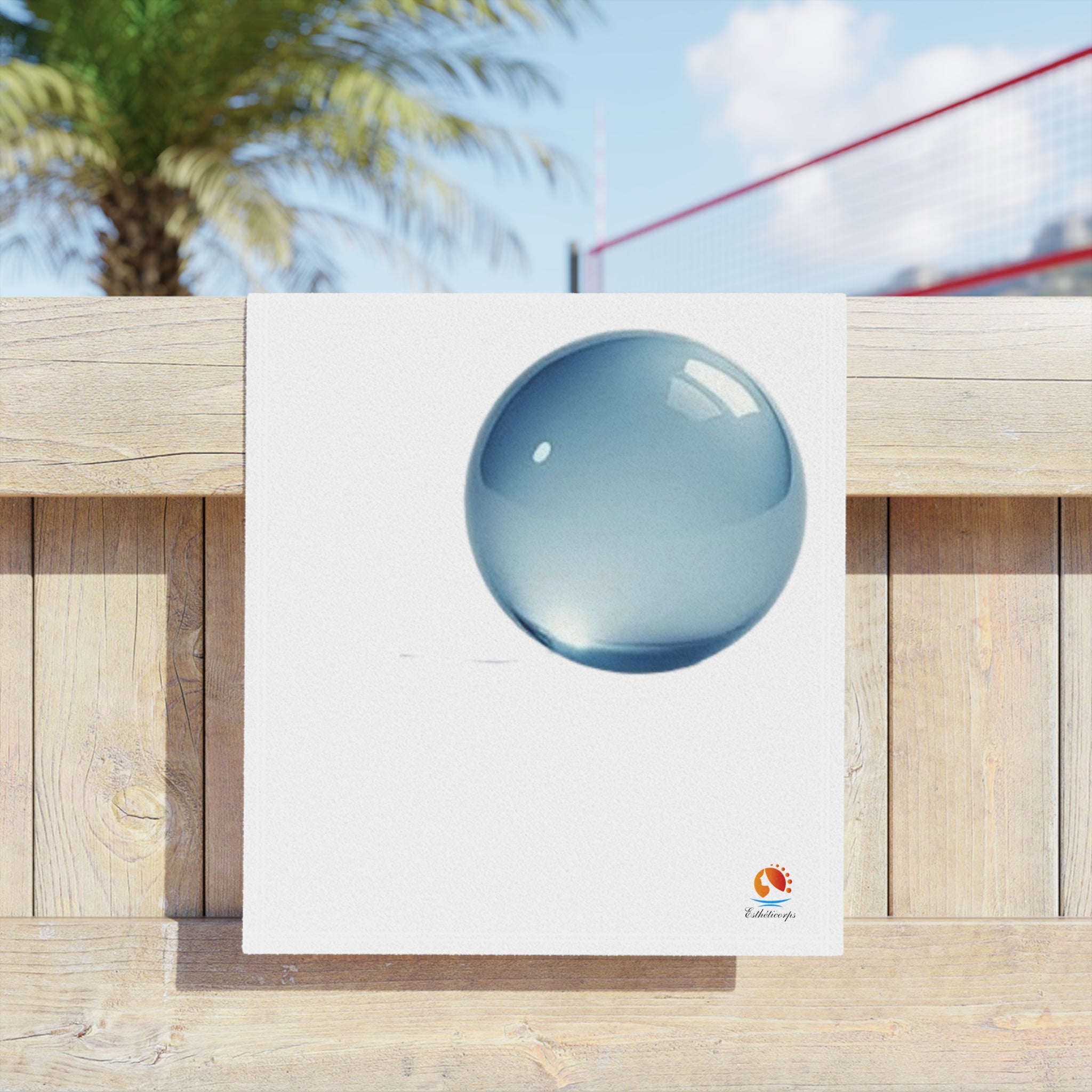 Blue Water Droplet Beach Towel — Minimal Ocean Bubble Design